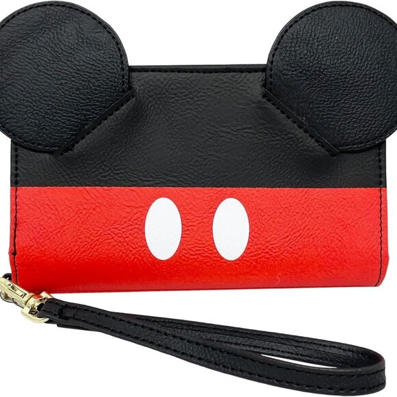 Disney Mickey Mouse Zip Around Wallet Faux Leather Women Tech Organizer